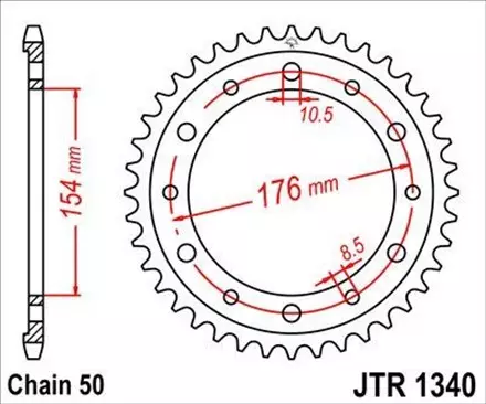 Звезда задняя JT JTR1340.43 для мотоциклов