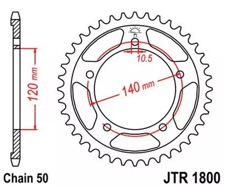 Звезда задняя JT JTR1800.45 для мотоциклов
