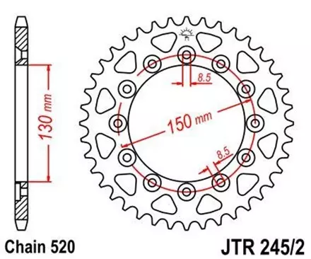 Звезда задняя JT JTR245/2.49 для мотоциклов