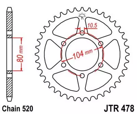Звезда задняя JT JTR478.43 для мотоциклов