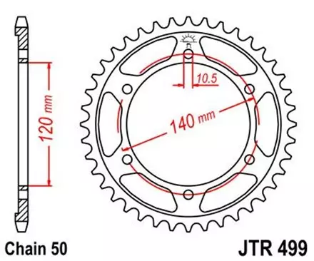 Звезда задняя JT JTR499.40 для мотоциклов