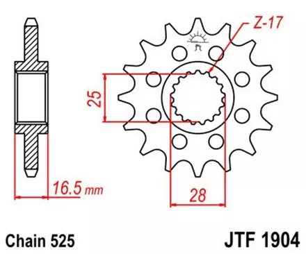 Звезда передняя JT JTF1904.16 для мотоциклов