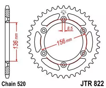 Звезда задняя JT JTR822.51 для мотоциклов