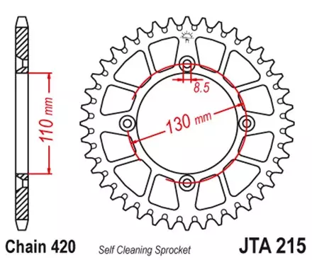 Звезда задняя JT JTA215.52 для мотоциклов
