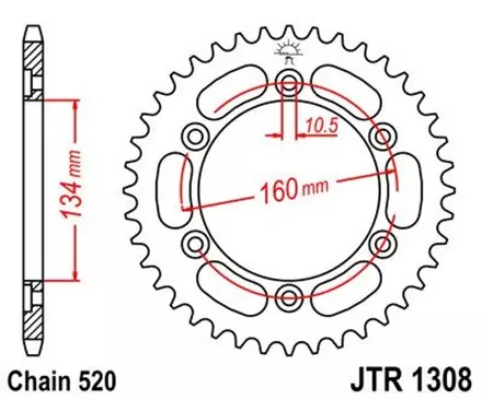 Звезда задняя JT JTR1308.45 для мотоциклов