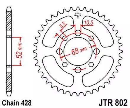 Звезда задняя JT JTR802.42 для мотоциклов
