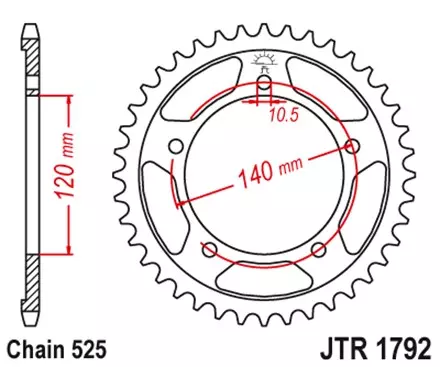 Звезда задняя JT JTR1792.48ZBK для мотоциклов
