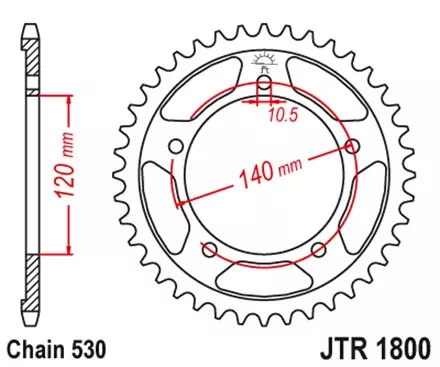 Звезда задняя JT JTR1800.43ZBK для мотоциклов
