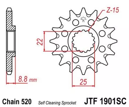 Звезда передняя JT JTF1901.15SC для мотоциклов