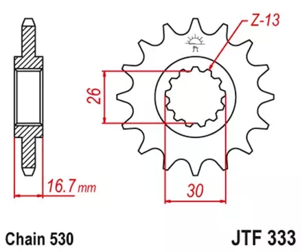 Звезда передняя JT JTF333.16RB для мотоциклов