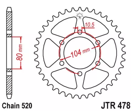 Звезда задняя JT JTR478.43ZBK для мотоциклов