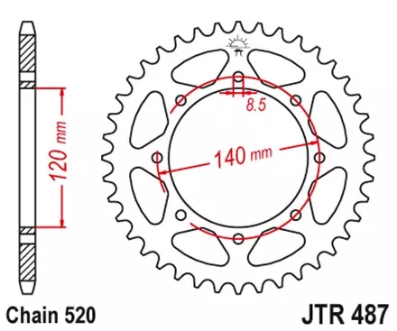 Звезда задняя JT JTR487.38 для мотоциклов