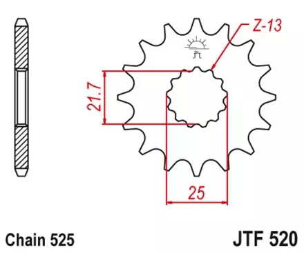 Звезда передняя JT JTF520.16RB для мотоциклов