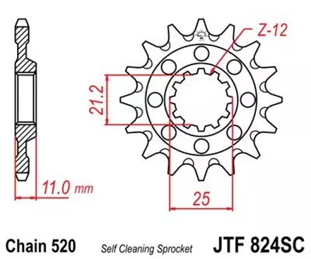Звезда передняя JT JTF824.14SC для мотоциклов