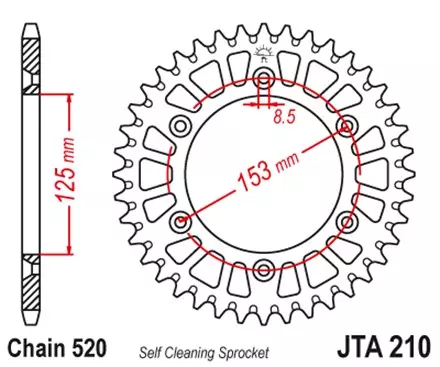 Звезда задняя JT JTA210.43 для мотоциклов