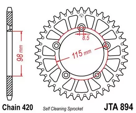 Звезда задняя JT JTA894.46 для мотоциклов