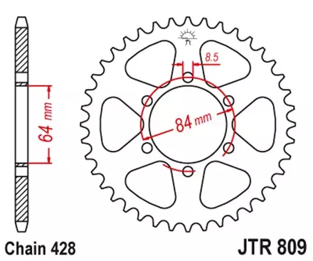 Звезда задняя JT JTR809.49 для мотоциклов