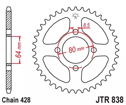 Звезда задняя JT JTR838.42 для мотоциклов