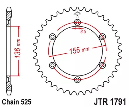 Звезда задняя JT JTR1791.48 для мотоциклов