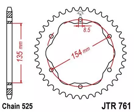 Звезда задняя JT JTR761.39 для мотоциклов