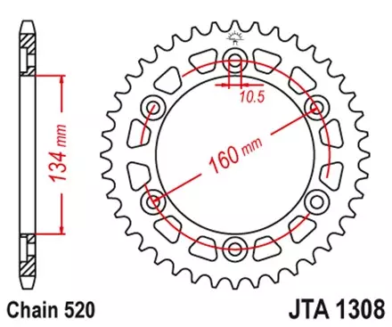 Звезда задняя JT JTA1308.42 для мотоциклов