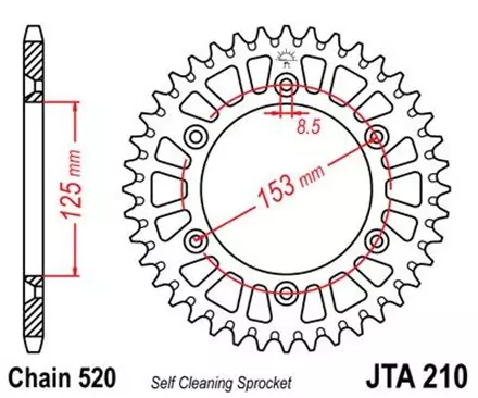 Звезда задняя JT JTA210.51 для мотоциклов
