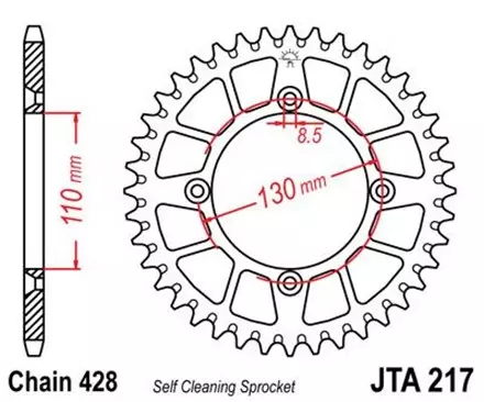 Звезда задняя JT JTA217.56 для мотоциклов