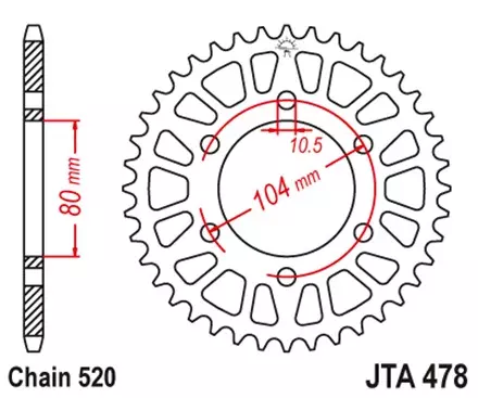 Звезда задняя JT JTA478.46 для мотоциклов