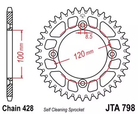 Звезда задняя JT JTA798.51 для мотоциклов