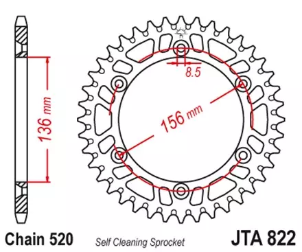 Звезда задняя JT JTA822.45 для мотоциклов