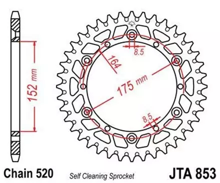 Звезда задняя JT JTA853.48 для мотоциклов