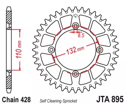 Звезда задняя JT JTA895.47 для мотоциклов