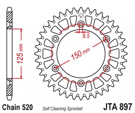 Звезда задняя JT JTA897.42 для мотоциклов