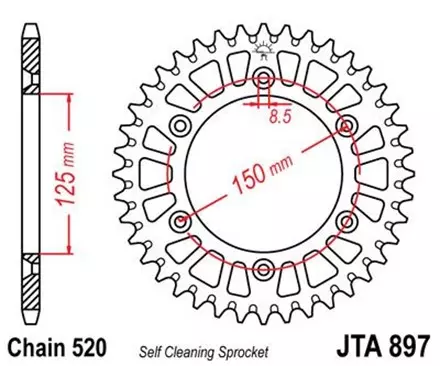 Звезда задняя JT JTA897.49 для мотоциклов