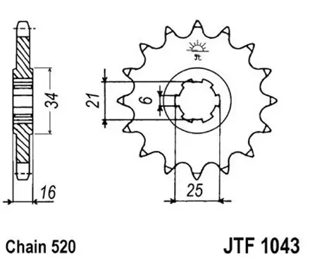 Звезда передняя JT JTF1043.14 для мотоциклов