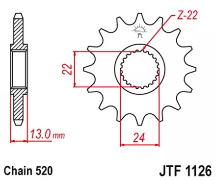Звезда передняя JT JTF1126.16 для мотоциклов