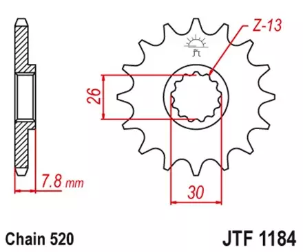 Звезда передняя JT JTF1184.18 для мотоциклов