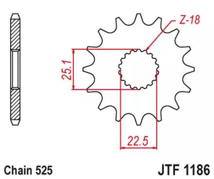 Звезда передняя JT JTF1186.17RB для мотоциклов