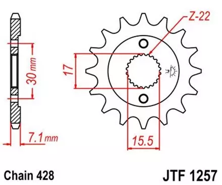 Звезда передняя JT JTF1257.15 для мотоциклов