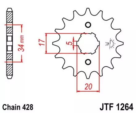 Звезда передняя JT JTF1264.17 для мотоциклов