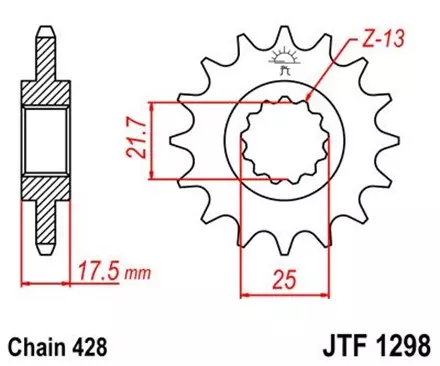 Звезда передняя JT JTF1298.17 для мотоциклов