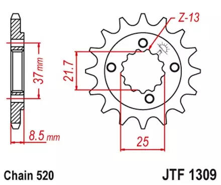 Звезда передняя JT JTF1309.16 для мотоциклов