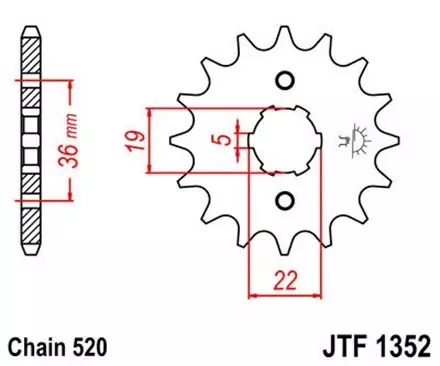 Звезда передняя JT JTF1352.14 для мотоциклов