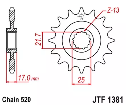 Звезда передняя JT JTF1381.16RB для мотоциклов