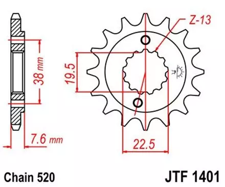 Звезда передняя JT JTF1401.13 для мотоциклов