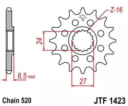 Звезда передняя JT JTF1423.16 для мотоциклов