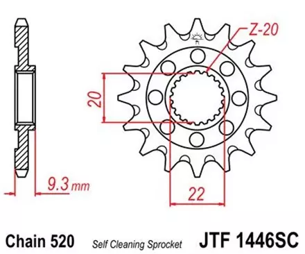 Звезда передняя JT JTF1446.14SC для мотоциклов