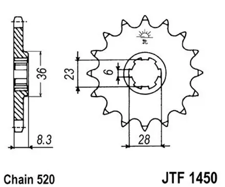 Звезда передняя JT JTF1450.14 для мотоциклов