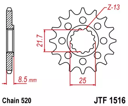 Звезда передняя JT JTF1516.17 для мотоциклов
