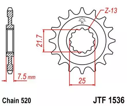 Звезда передняя JT JTF1536.16 для мотоциклов